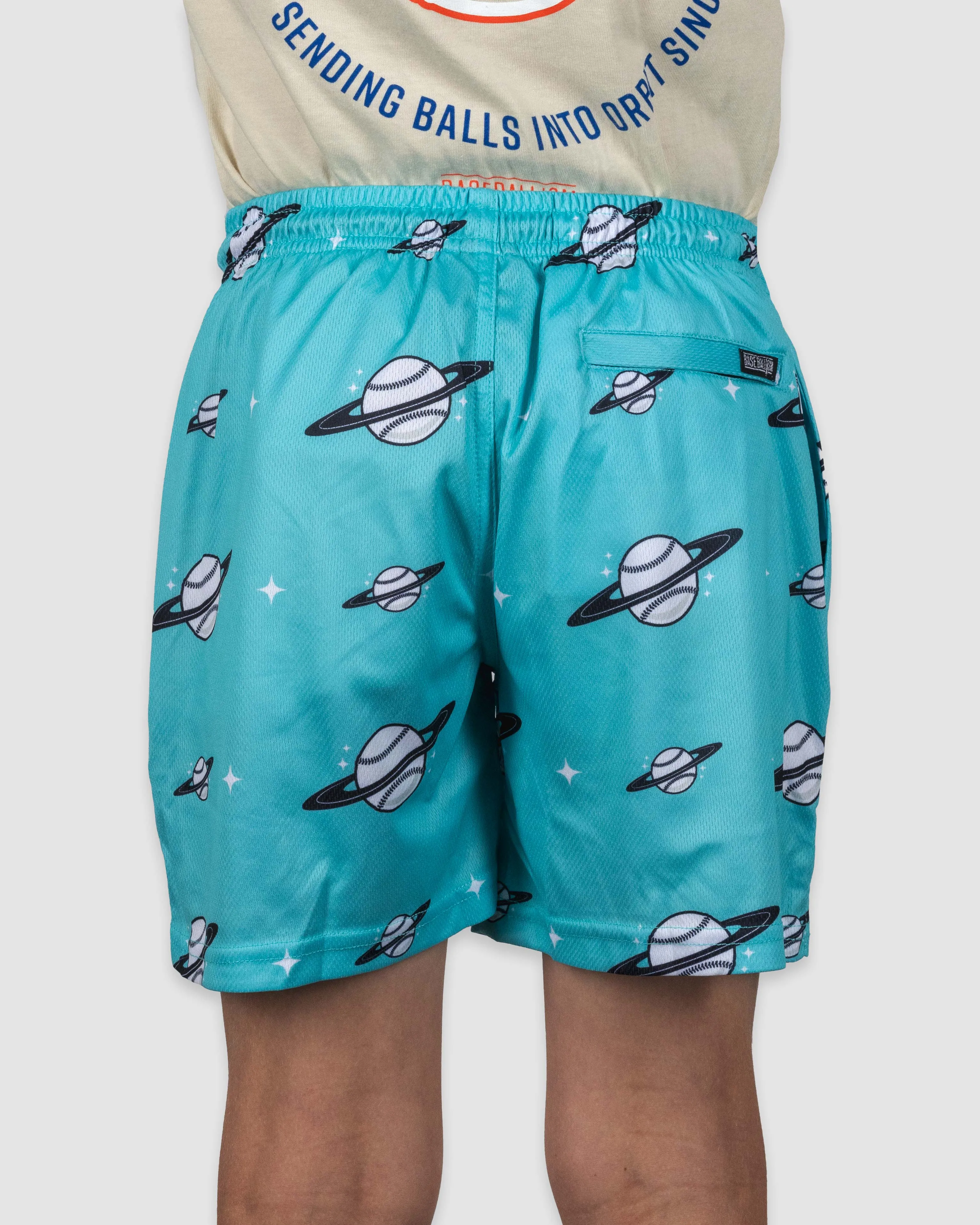 Space Ball Diamond Air Youth Mesh Shorts - Black and Teal