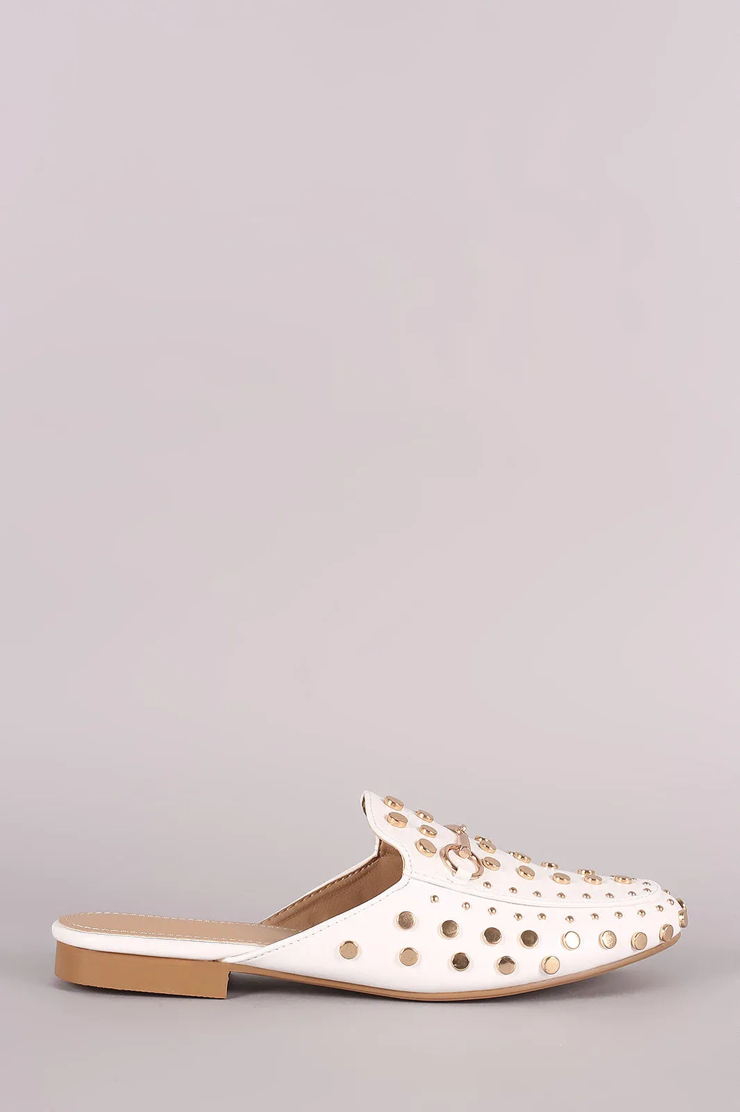 Studded Horsebit Accent Slip On Loafer Mules