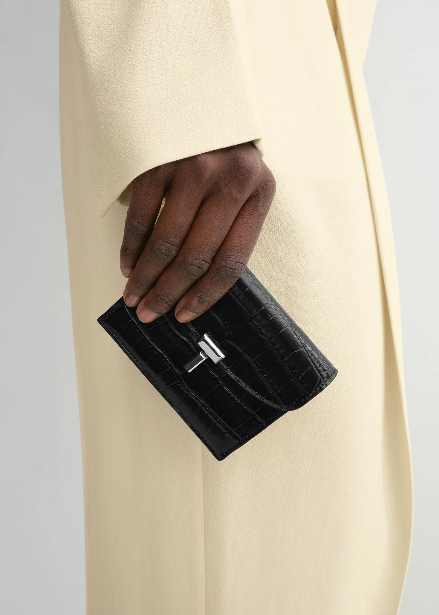 T-Lock croco-embossed cardholder black