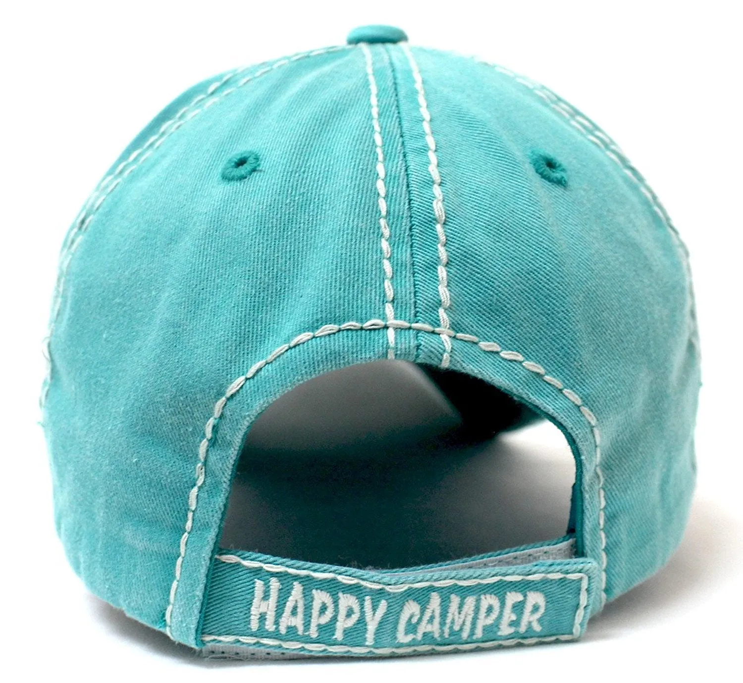 TIFFANY BLUE Happy Camper Camp Fire Patch Embroidery Baseball Hat