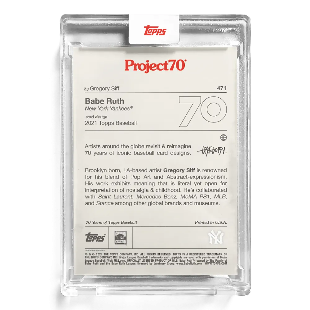 Topps Project 70 Card 471 - 2021 Babe Ruth by Gregory Siff! (Pop: 1266)