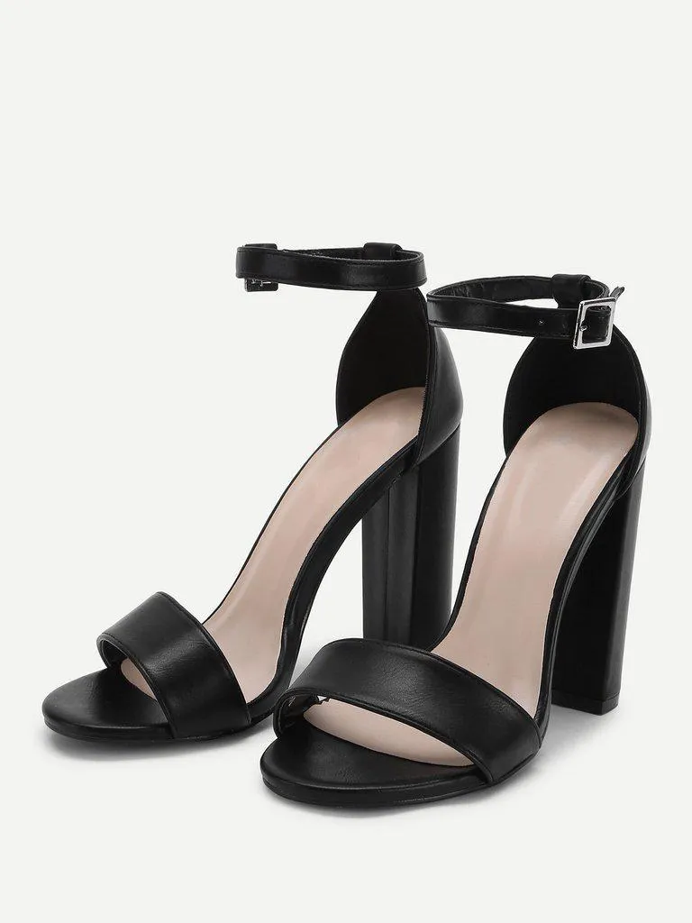 Two Part Ankle Strap PU Heels