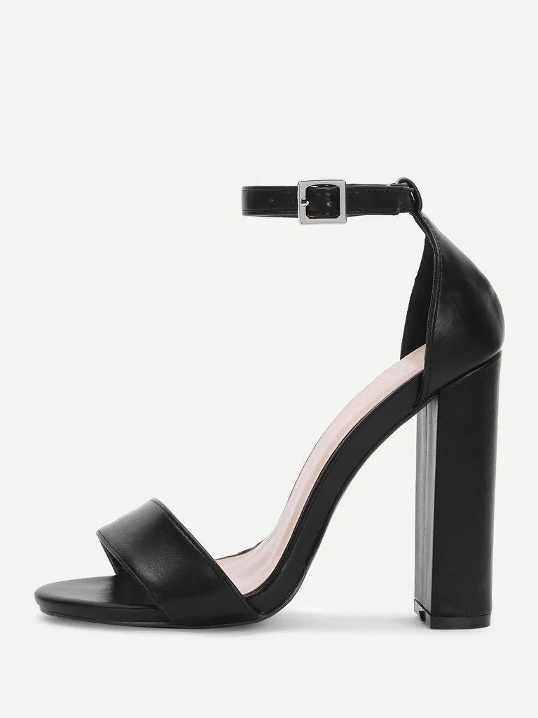 Two Part Ankle Strap PU Heels