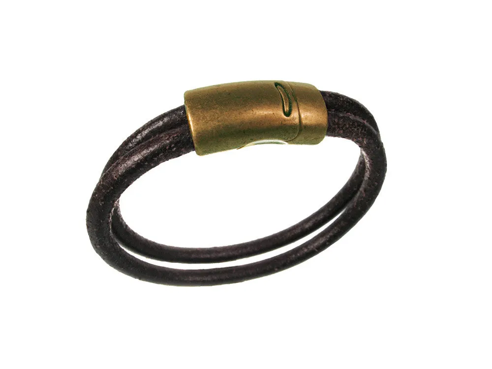 Two-Strand Simple Magnetic Clasp Leather Bracelet