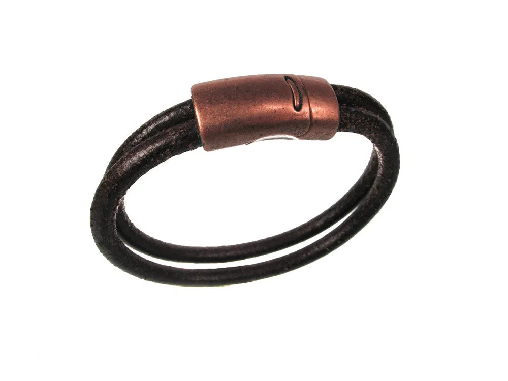 Two-Strand Simple Magnetic Clasp Leather Bracelet