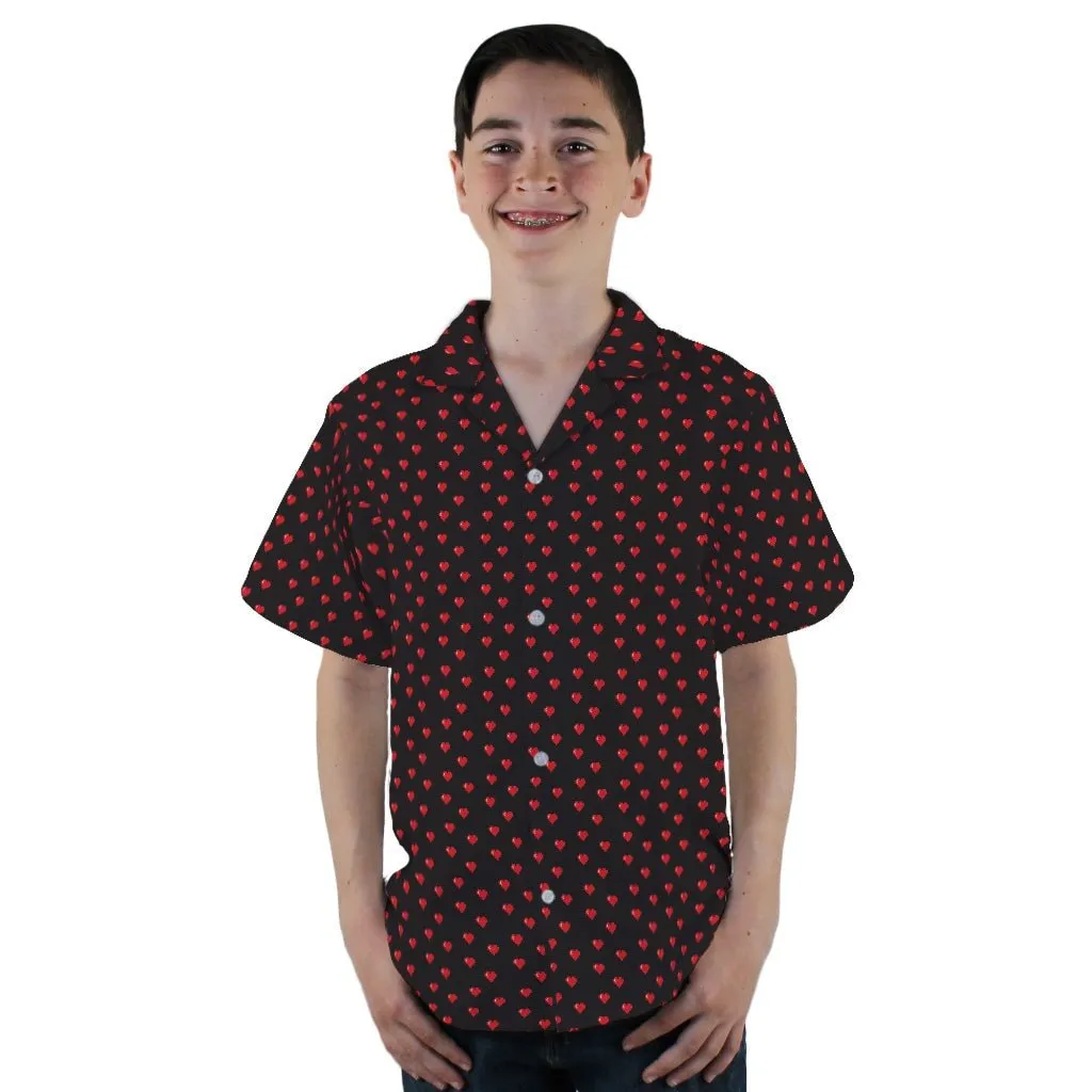 Video Game Hearts Black Youth Hawaiian Shirt