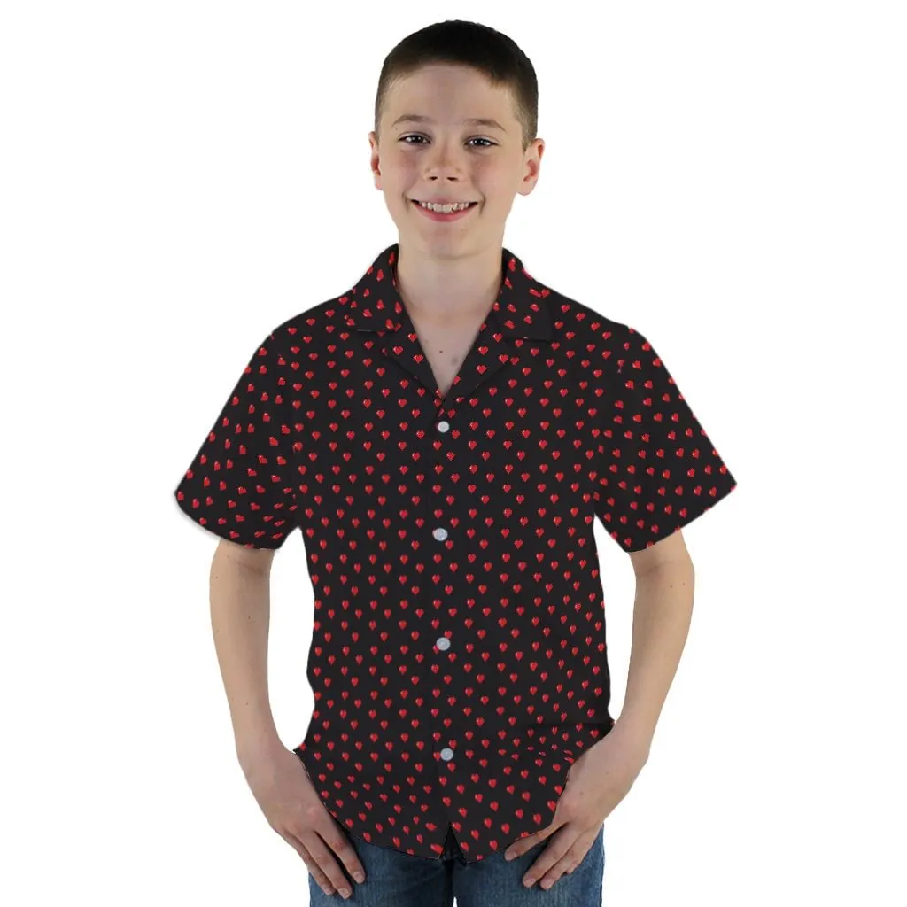 Video Game Hearts Black Youth Hawaiian Shirt