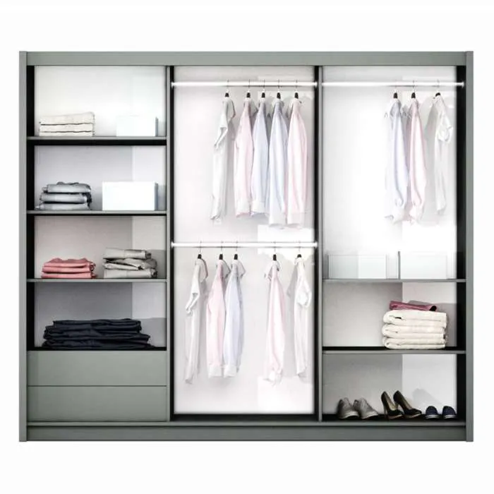 Wesley 250cm Sliding Door Wardrobe Graphite Mirror