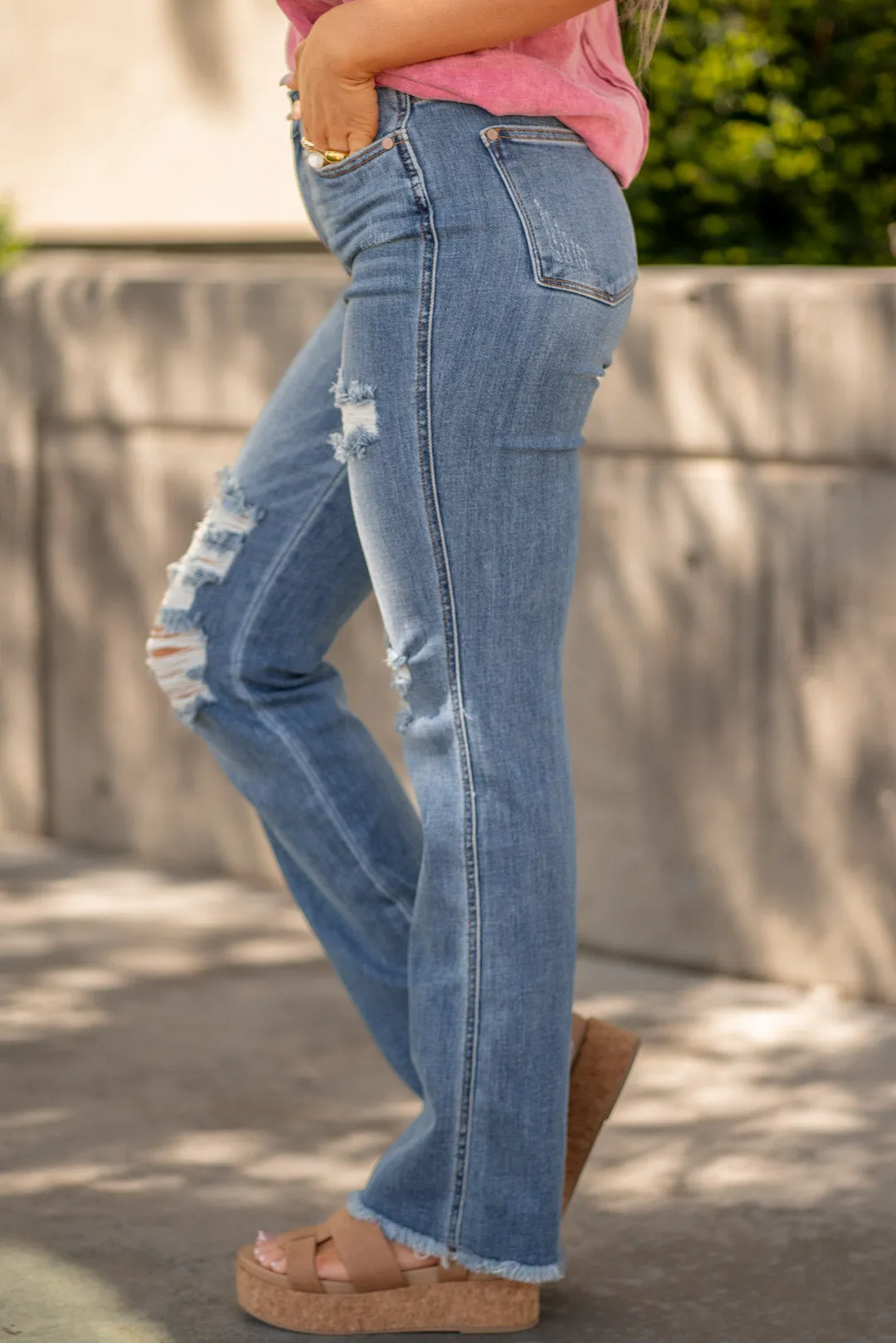 Wide Awake High Rise Distressed Boot Cut Regular & Plus Sizes