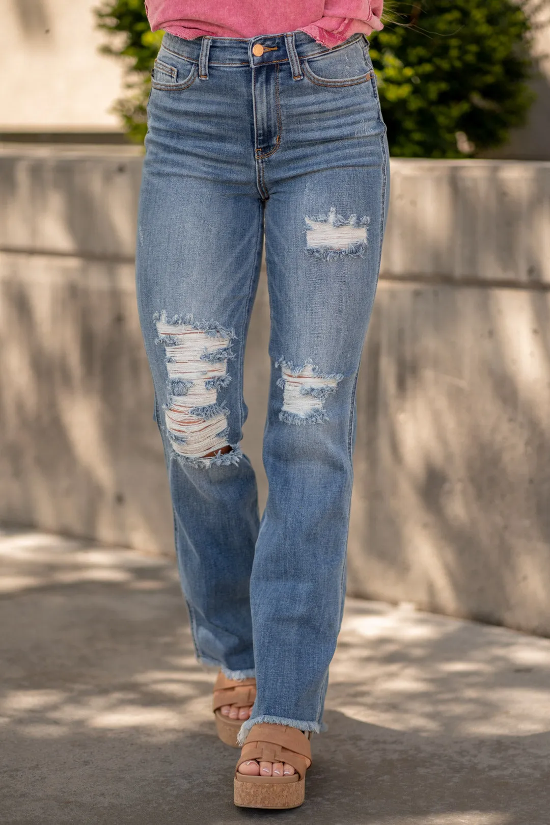 Wide Awake High Rise Distressed Boot Cut Regular & Plus Sizes