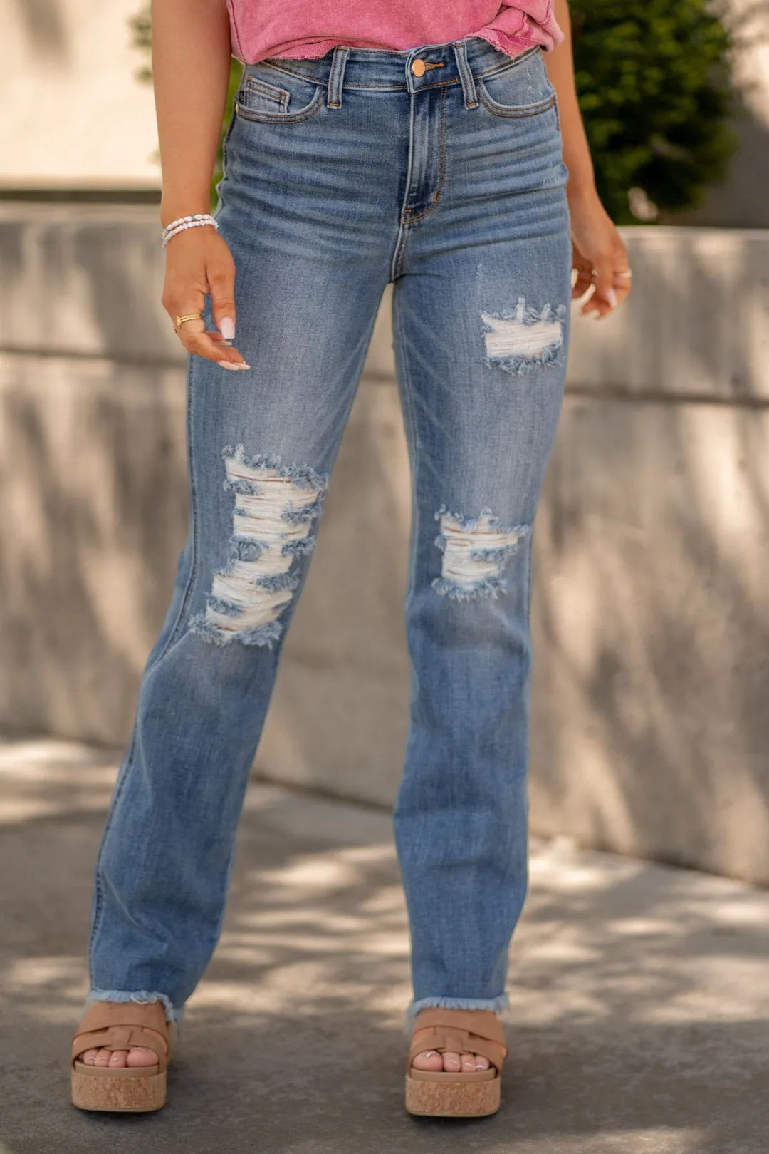 Wide Awake High Rise Distressed Boot Cut Regular & Plus Sizes