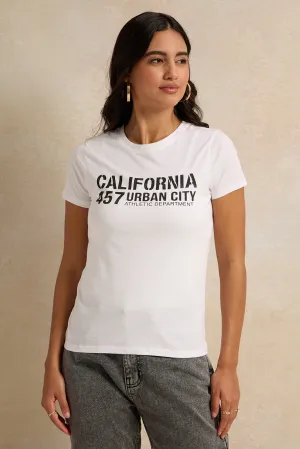 Women Ivory California Printed T-Shirt