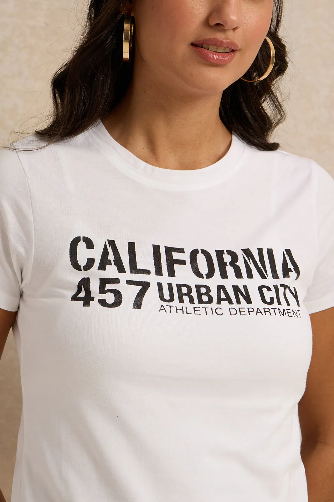 Women Ivory California Printed T-Shirt