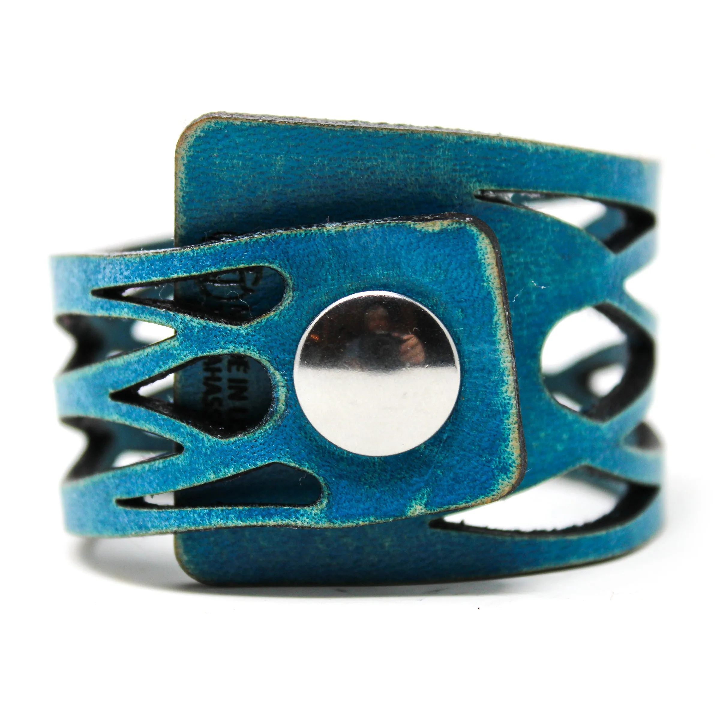 Women's Leather Cuff - Slanted Wave Cuff