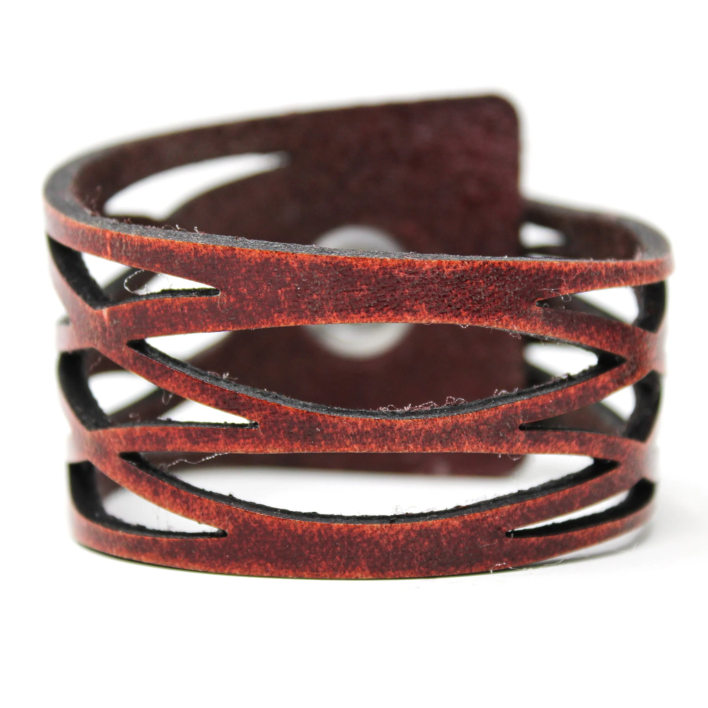 Women's Leather Cuff - Slanted Wave Cuff