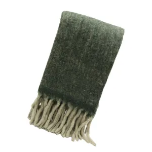 Wool Blend Two Tone Throw – Green/Taupe