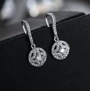 Zirconia Crystal Sterling Silver dangle drop  Earrings